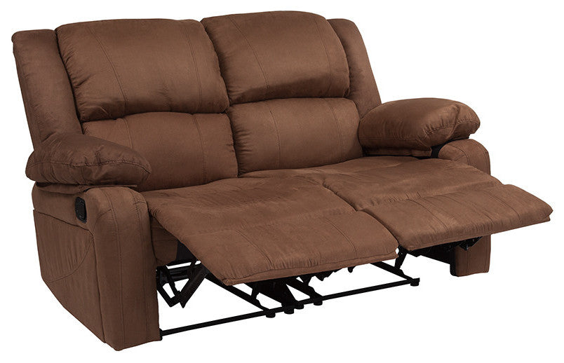 Harmony Series Loveseat with Two Built-In Recliners, Chocolate Brown Microfiber