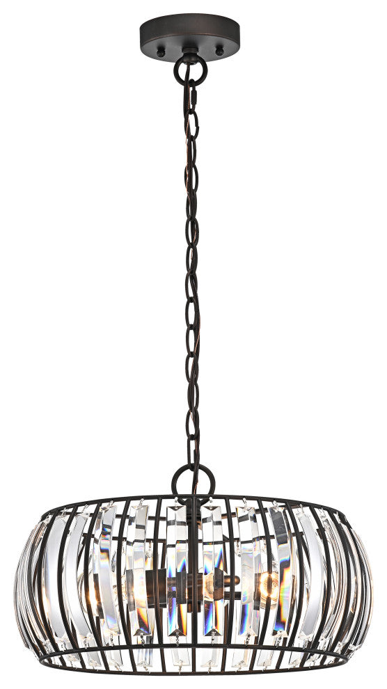 CHLOE Lighting Kennedy Transitional 3-Light Rubbed Bronze Ceiling Pendant