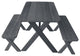 Cedar Cross-Leg Table with 2 Benches, Charcoal Stain, 5 Foot