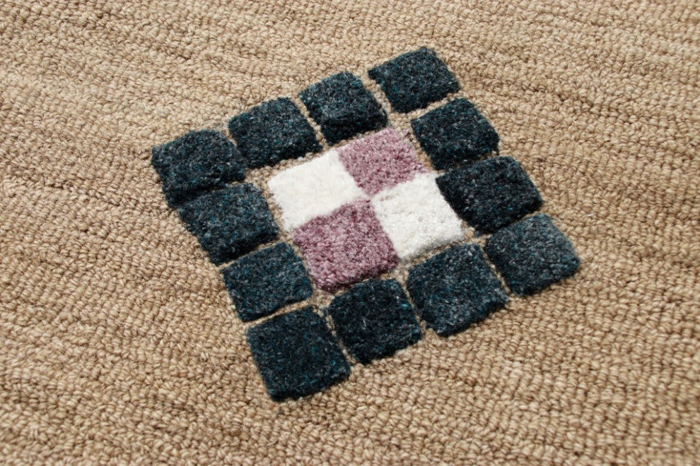 7" Round Taupe Boho Chic Motif Area Rug
