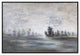 Winter Landscape Trees Painting, Gray Tan Black Wall Art