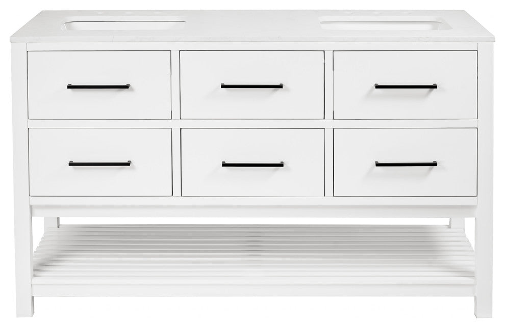 Hudson 72" Double Vanity, White, Engineered Marble