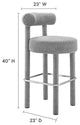 Toulouse Boucle Fabric Bar Stool - Light Gray Silver