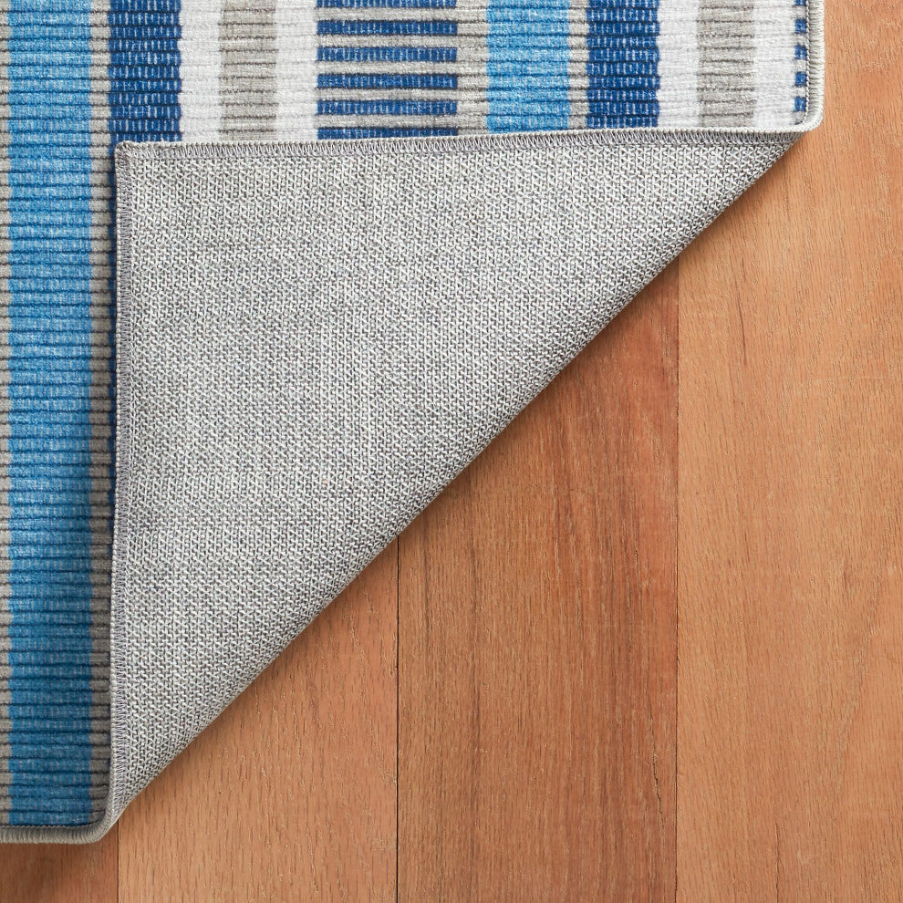 Kit Kemp x Dash & Albert Always Greener Machine Washable Rug, Blue, 2' x 3'