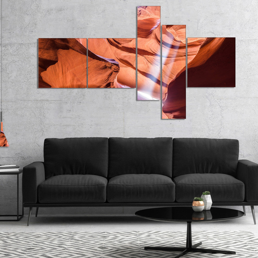 Light to Antelope Canyon, Landscape Photography Canvas Print, 60"x32", 5 panels