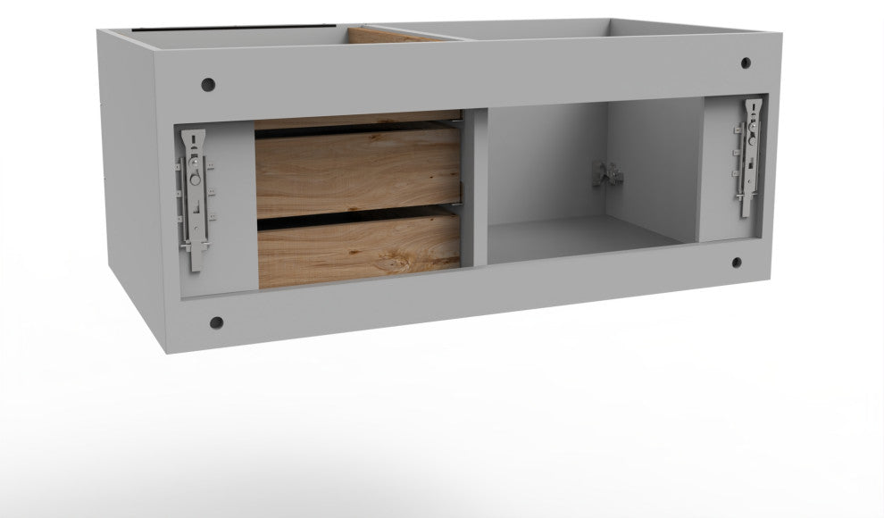 CastelloUSA Alpine 36" Wall Mounted Vanity, Base Only, Gray, Black Handles