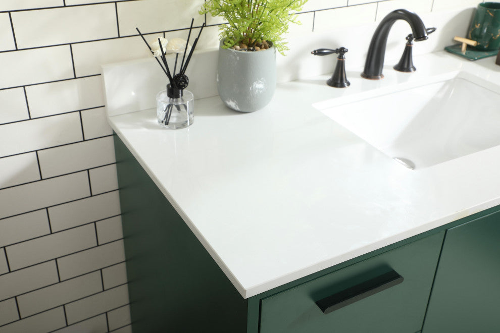Home Living Modern Natural Oak-Light Bathroom Vanity, Green, 48"