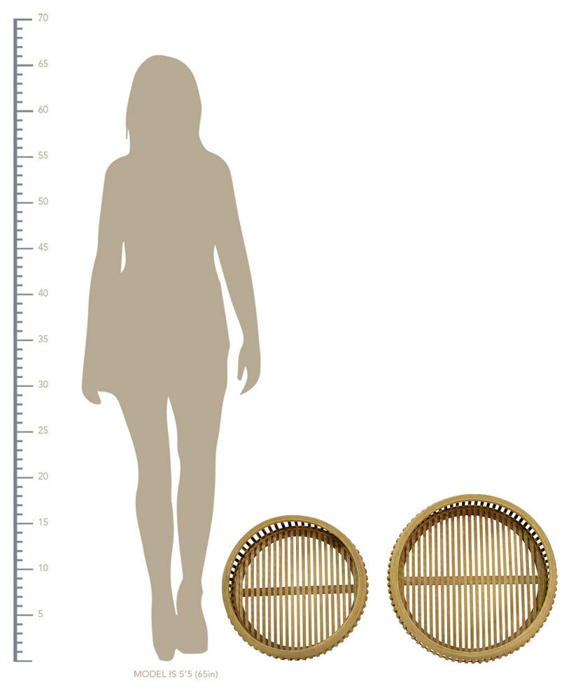 HomeRoots S/2 Handcrafted Tulum Rattan Trays