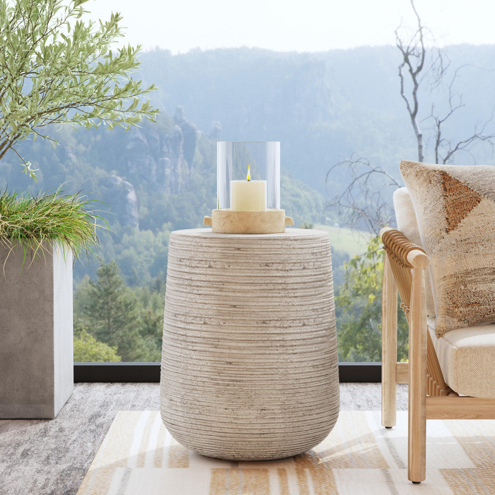 Nellie Outdoor End Table Light Gray by Kosas Home