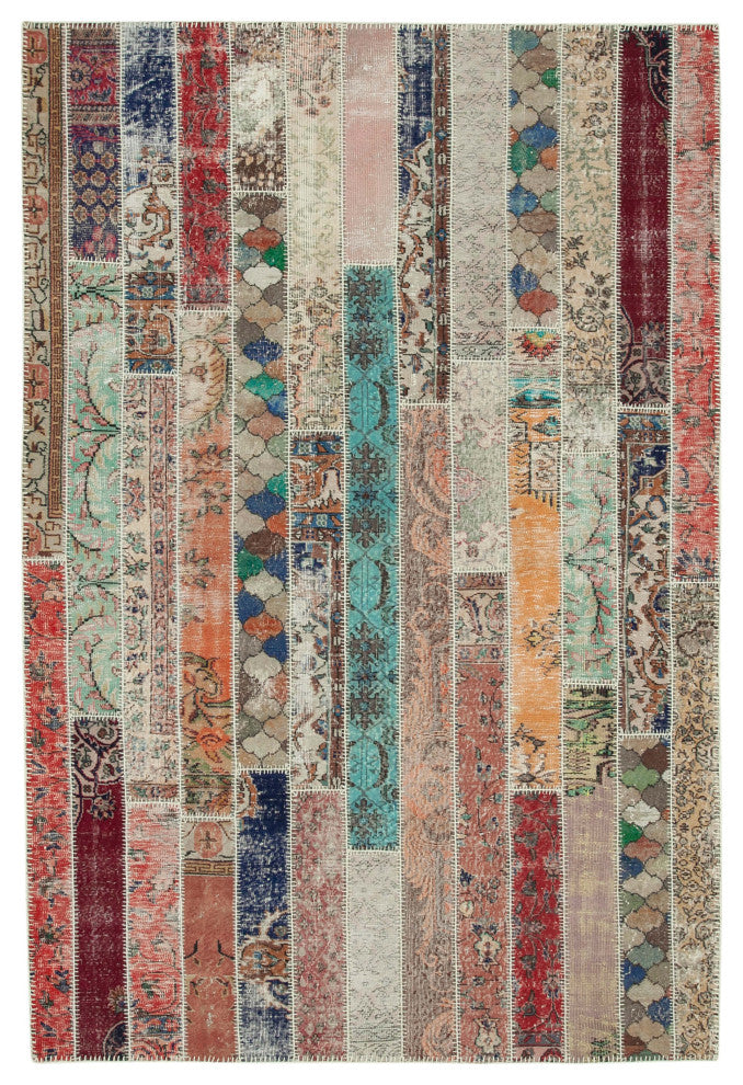 Rug N Carpet - Handmade Oriental 6' 9" x 10' 0" Wool Patchwork Area Rug