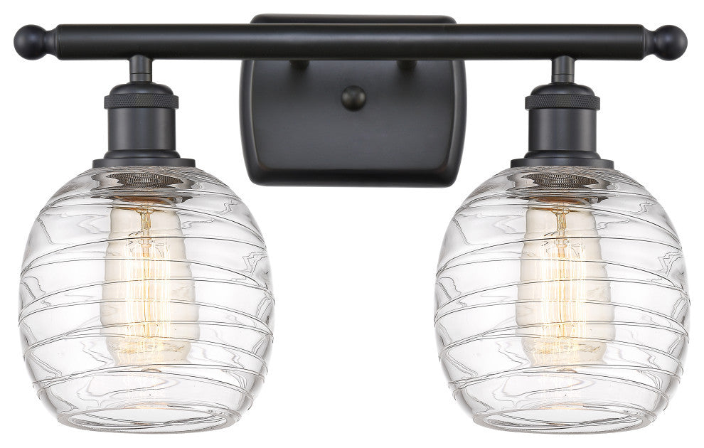 Innovations 516-2W-BK-G1013-LED 2-Light Bath Vanity Light, Matte Black