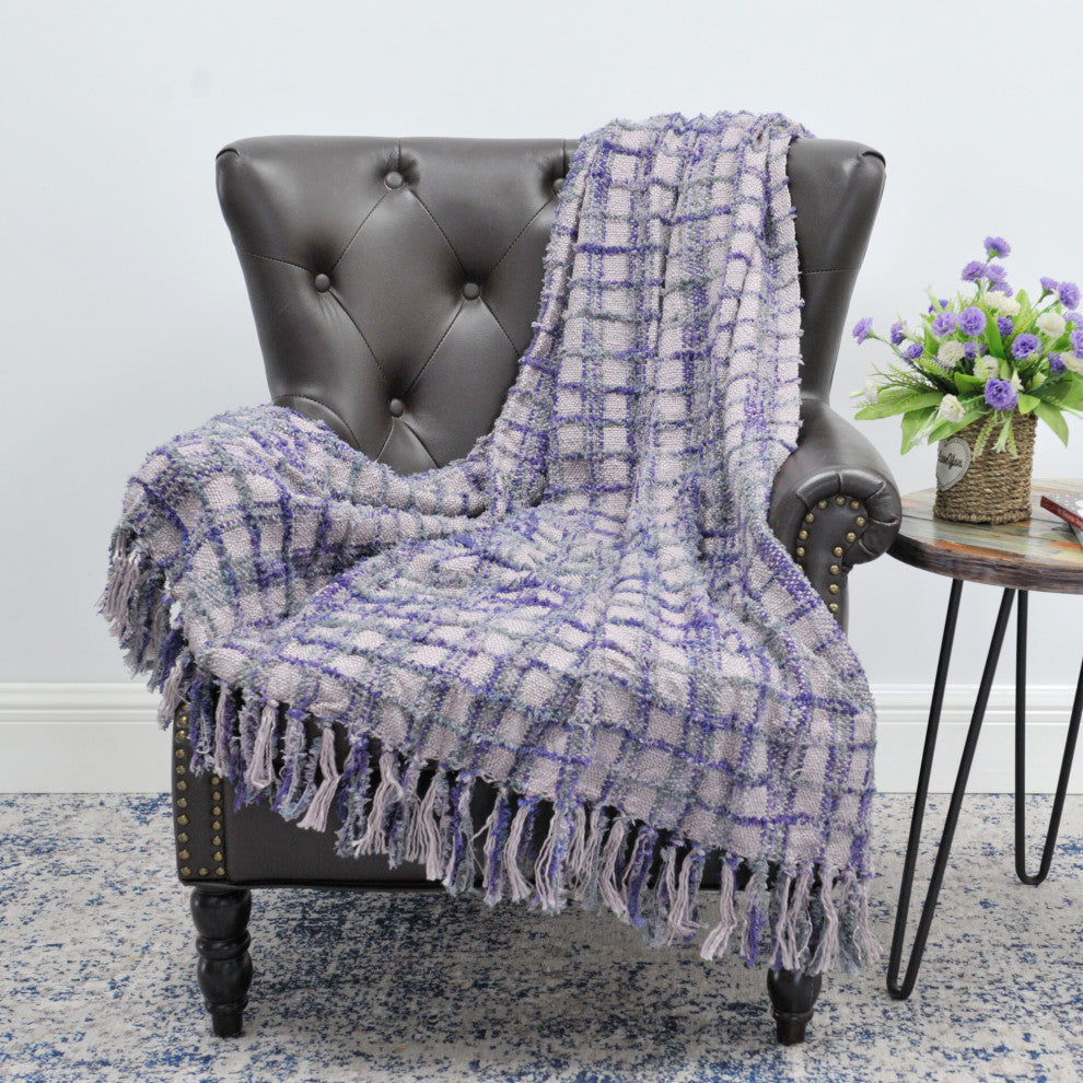 Multi Color Chenille Throw, Dark Plum, 60"x80"
