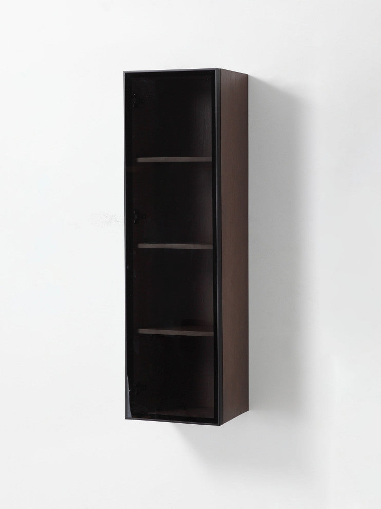 LUCE 13" Wall Mount Modern Bathroom Side Cabinet, Chestnut Oak/Matte Black