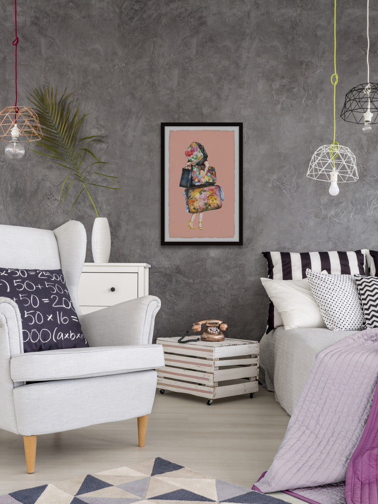 "Hand Carried Luggage" Framed Painting Print, 8x12