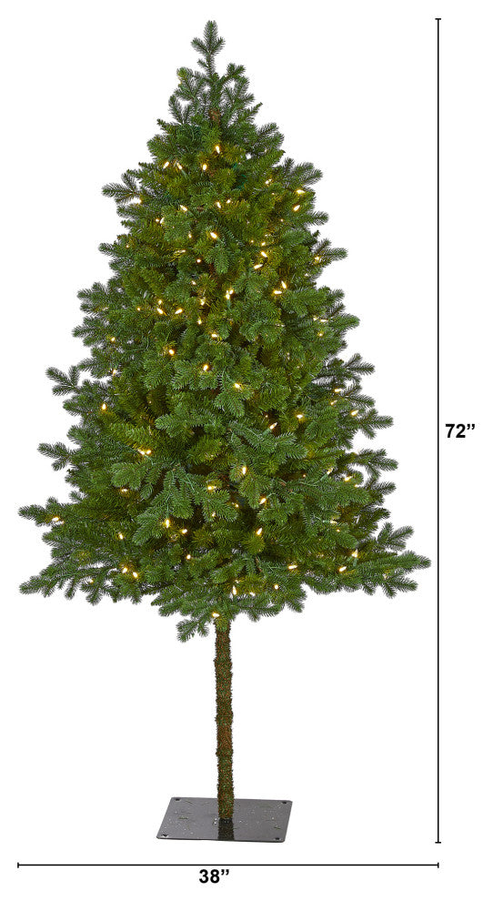 6' Swiss Alpine Faux Xmas Tree W/ 250 Clear LED Lights and 450 Bendable Branches