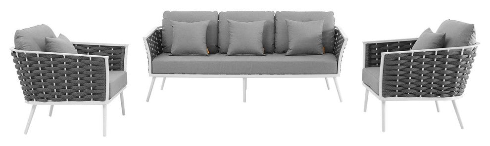 Stance 3-Piece Outdoor Patio Aluminum Sectional Sofa Set, Gray
