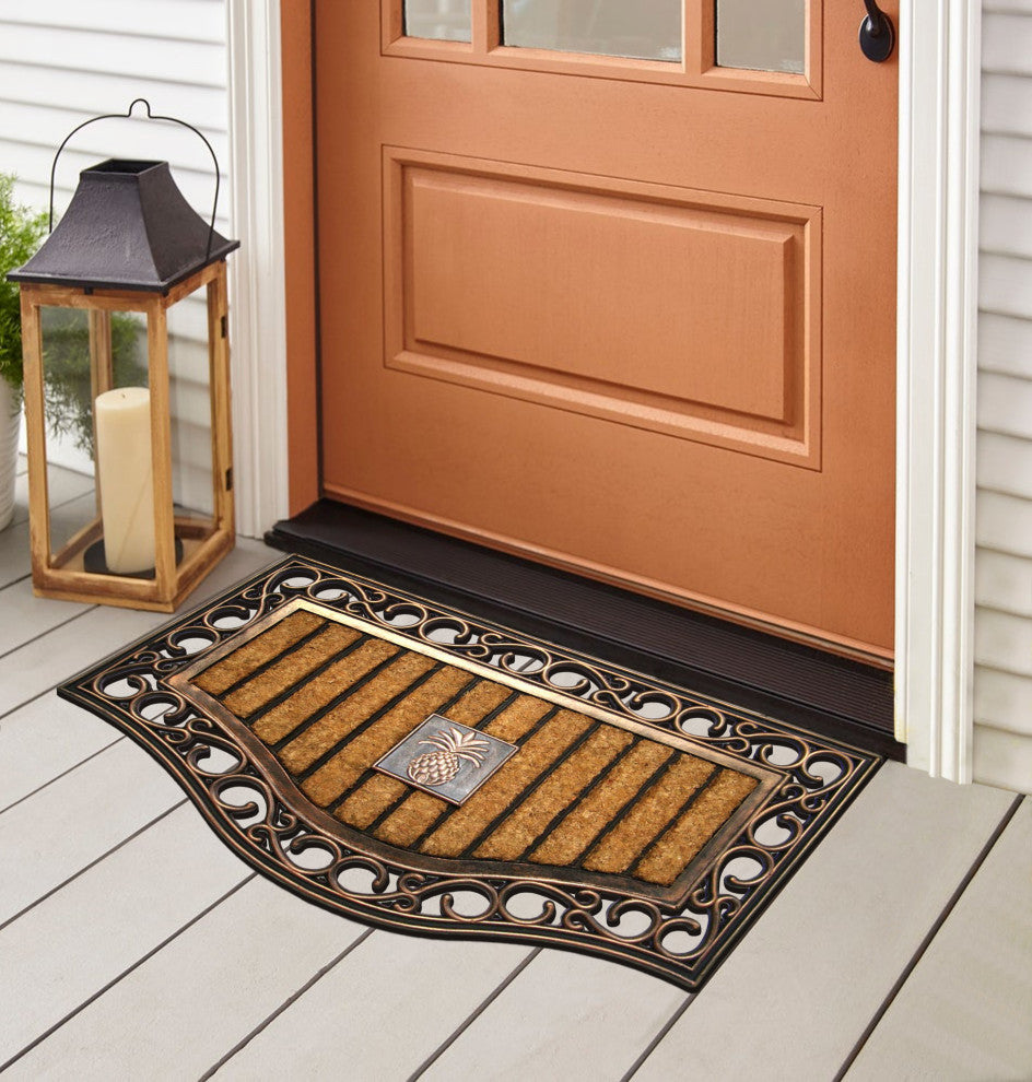 A1HC First Impression Natural Copper Finish Rubber and Coir Brush Mat, 30"x18"