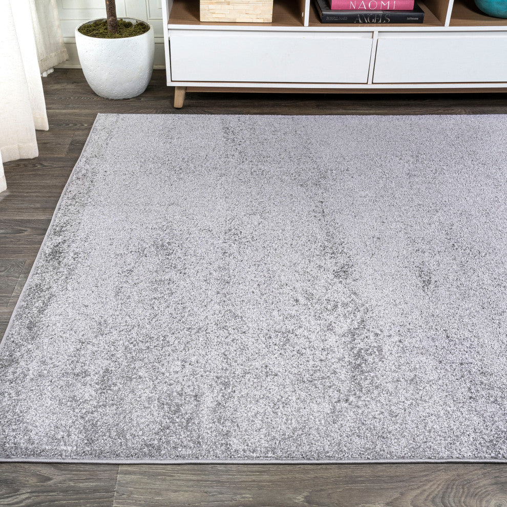 Haze Solid Low-Pile Runner Rug, Gray, 3 X 5