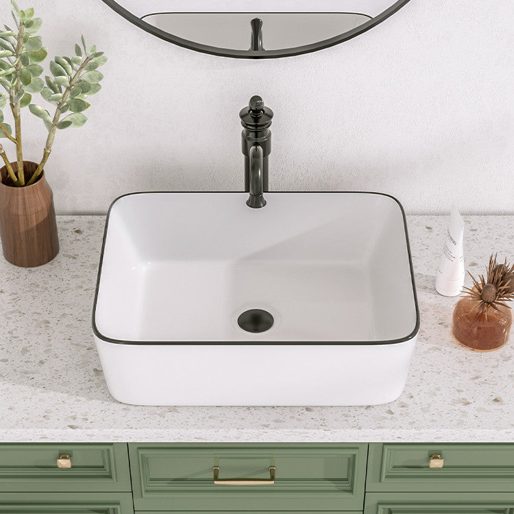 19"X15" Ceramic Rectangular Bathroom Vessel Sink Above Counter Sink