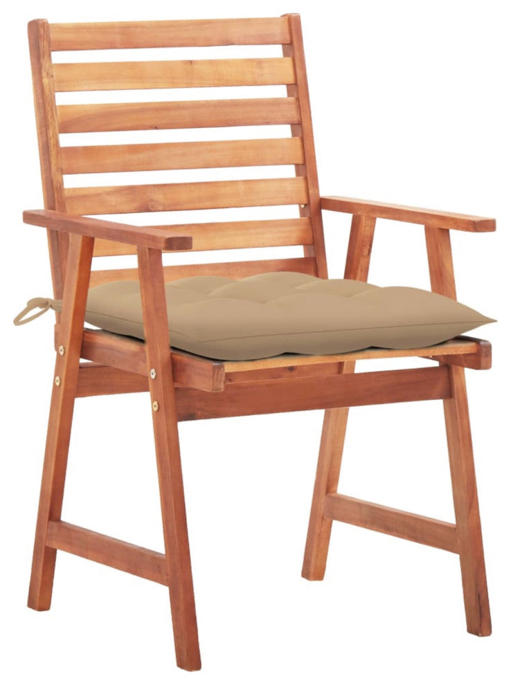vidaXL Outdoor Dining Chairs, Set of 3, With Cushions Solid Acacia Wood