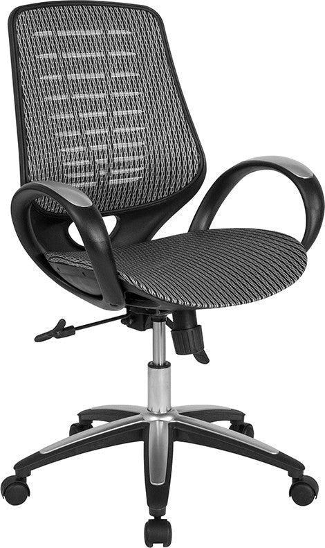 Newton High Back Office Chair With Contemporary Mesh Design, Gray