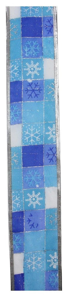 Squares of Snowflake Wired Christmas Craft Ribbon