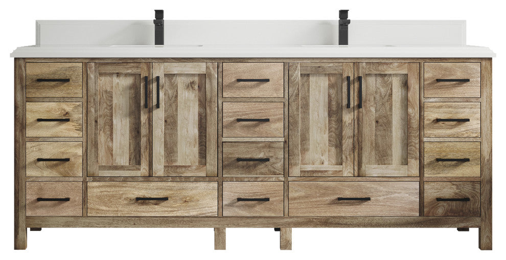 Malibu Mango 84 Double Sink Bath Vanity in Natural 1.5" White Quartz