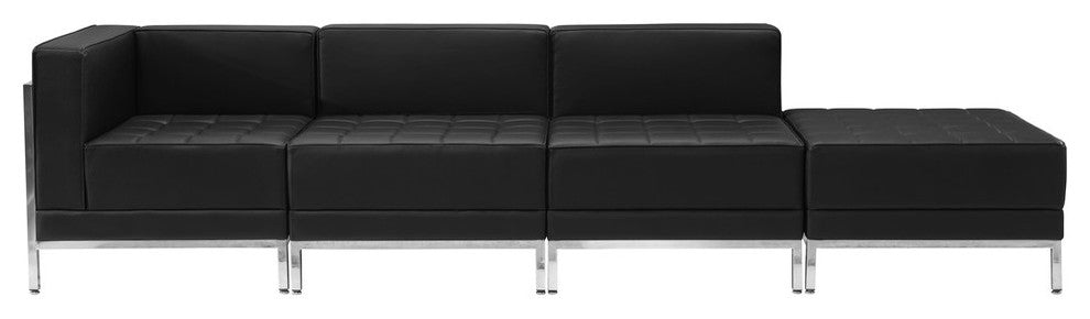 Hercules Imagination Series Black Leather 4 Piece Chair and Ottoman Set