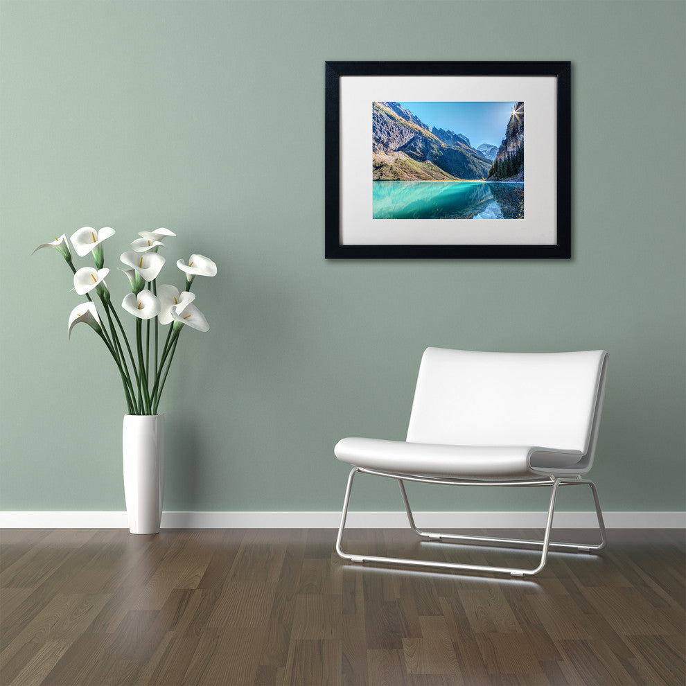 Pierre Leclerc 'Lake Louise Sunburst' Matted Art, Black Frame, White, 20x16