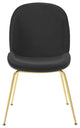 Scoop Gold Stainless Steel Leg Performance Velvet Dining Chair - Black