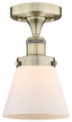 Cone-1 Light 6" Semi-Flush Mount-Antique Brass, Matte White Glass Shade