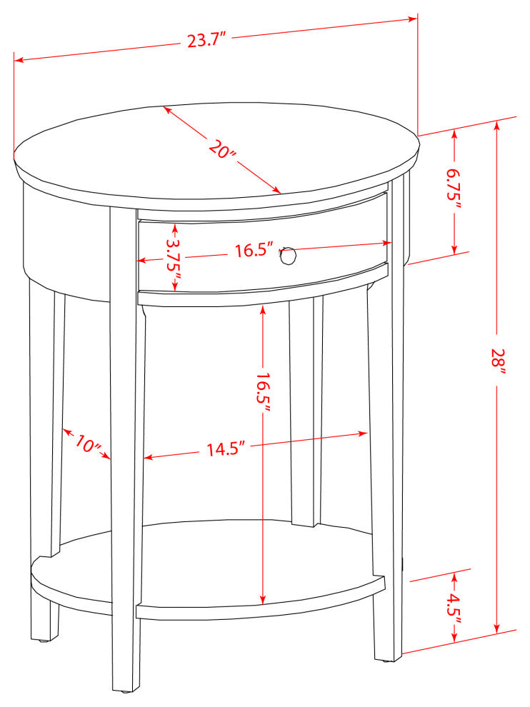 Modern End Table With 1 Wooden Drawer, Stable And Sturdy Constructed Burgundy
