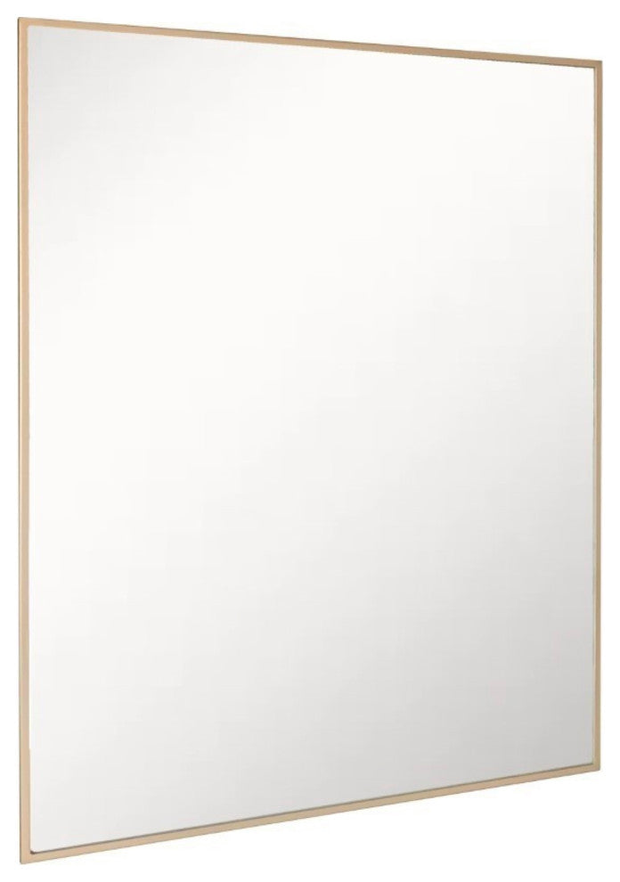 Rectangular Metal Frame Mirror, Brushed Gold