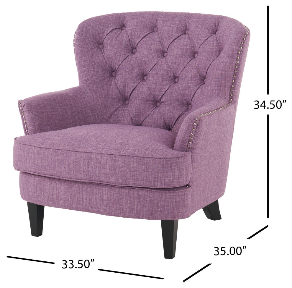 GDF Studio Laxford Light Purple Tufted Fabric Club Chair