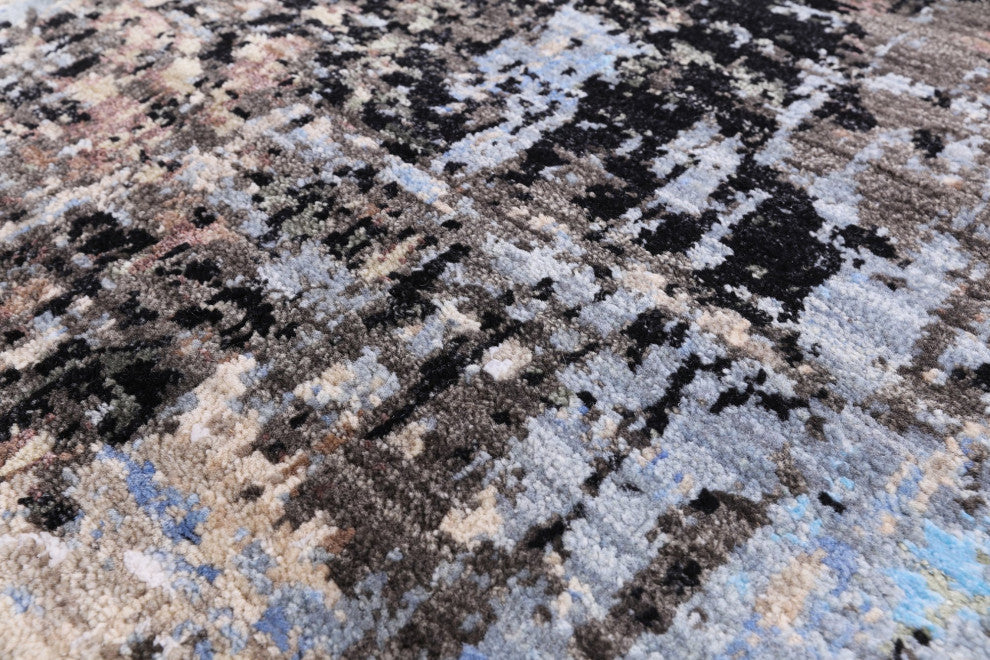 4' 1" X 6' 2" Wool and Silk Handmade Abstract Rug Q8895