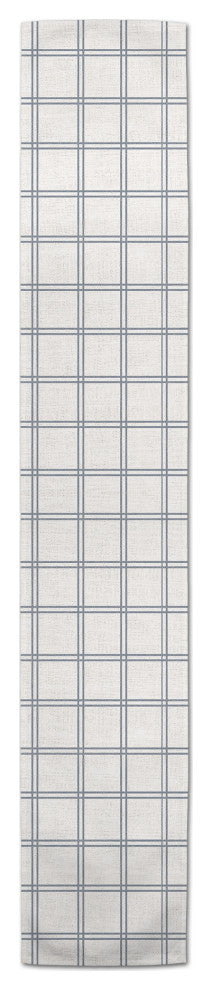 Slate Windowpane Pattern 16x90 Cotton Twill Runner