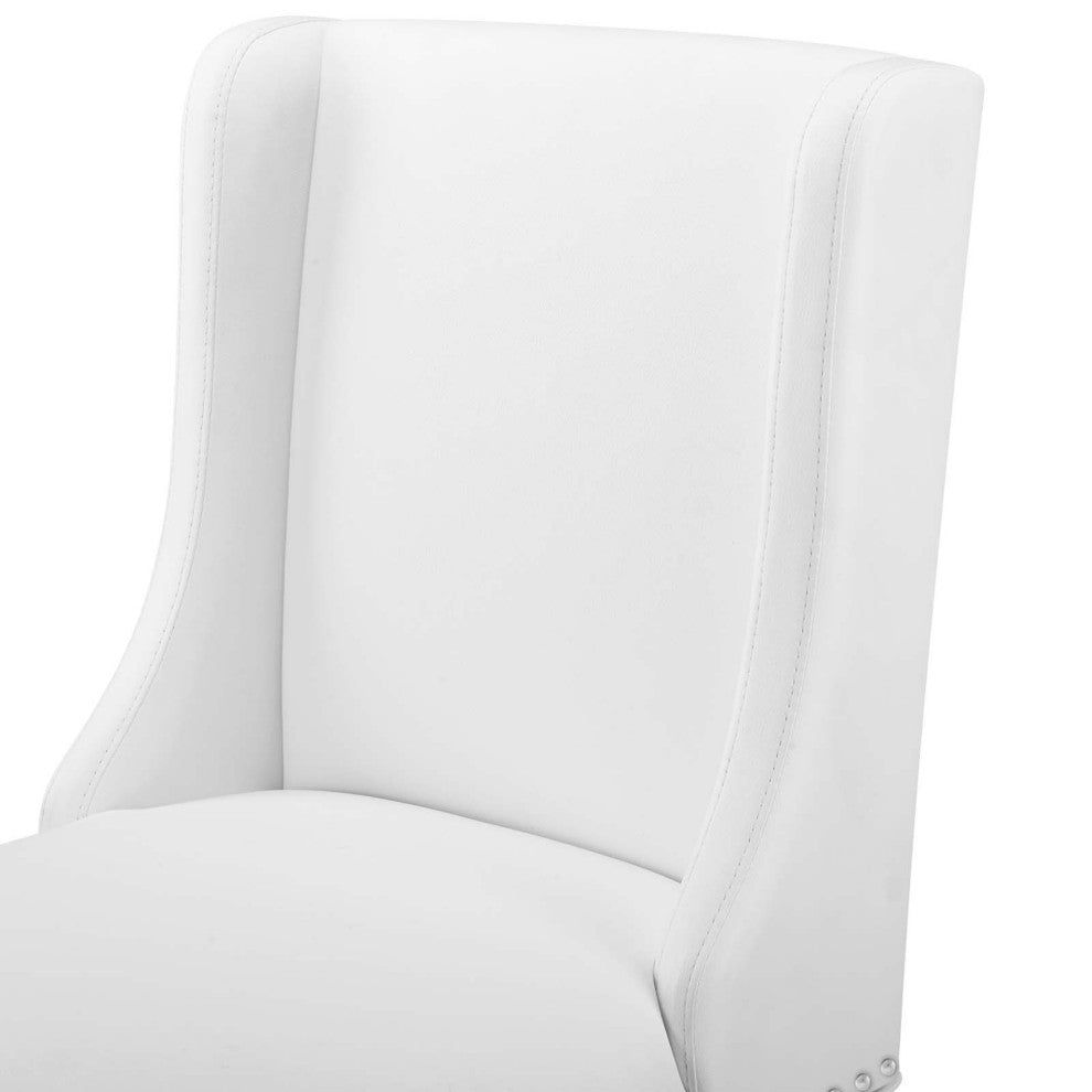 Counter Stool Chair, Set of 2, Faux Leather, Wood, White, Modern, Bar Pub Bistro
