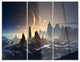 "Alien Planet With Mountains" Metal Wall Art, 3 Panels, 36"x28"