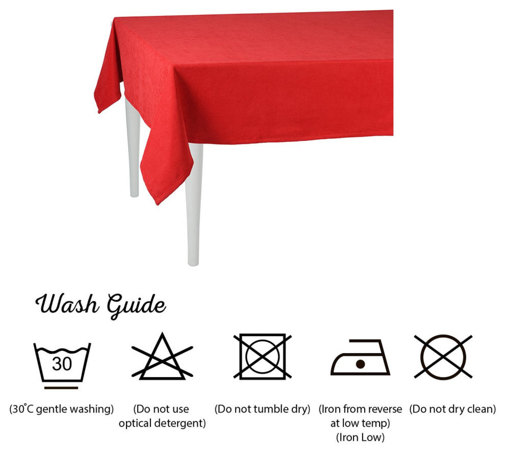HomeRoots 70" Merry Christmas Rectangle Tablecloth, Red