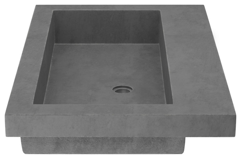 Trough 3019 Concrete Bathroom Sink, Slate, No Faucet Hole