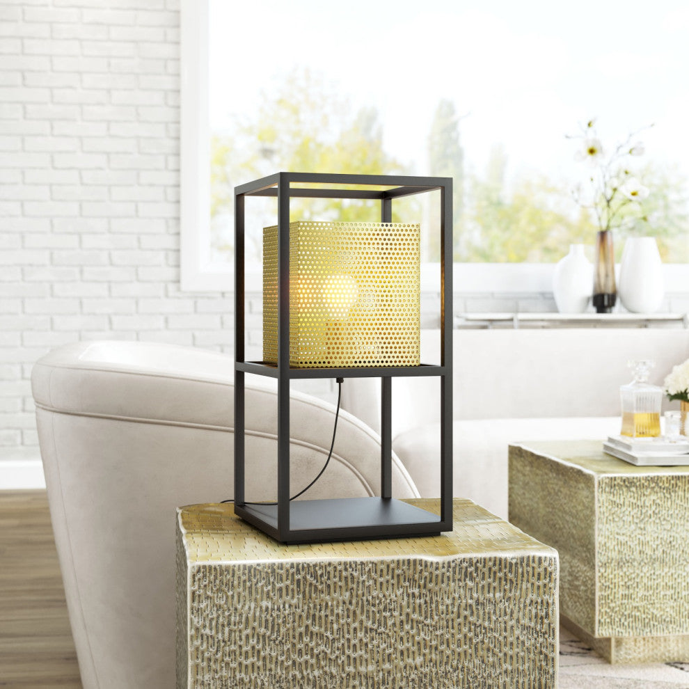 Table Lamp, Steel Metal, Gold, Black, Kitchen Lounge Bistro Lobby Hospitality