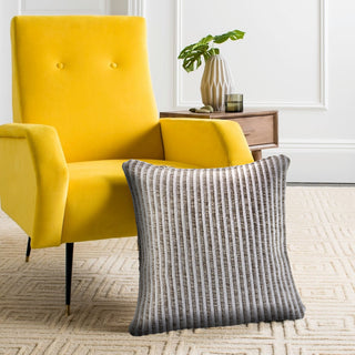Beige and Cream Striped Throw Pillow