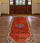 Fine Vintage Distressed Charmain Red/Beige Runner, 3'8x7'11
