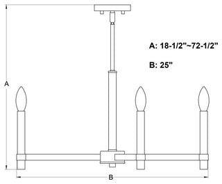 Damen 25" 5 Light Chandelier Matte Black and Natural Brass