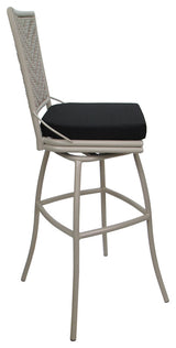 Outdoor Patio Bar Stool Elon Without Arms, Black Beige, 30"