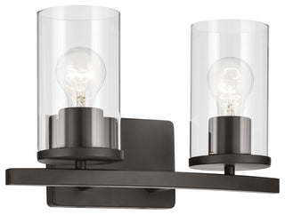 Crosby 15.25" 2-Light Vanity Light With Clear Glass, Olde Bronze