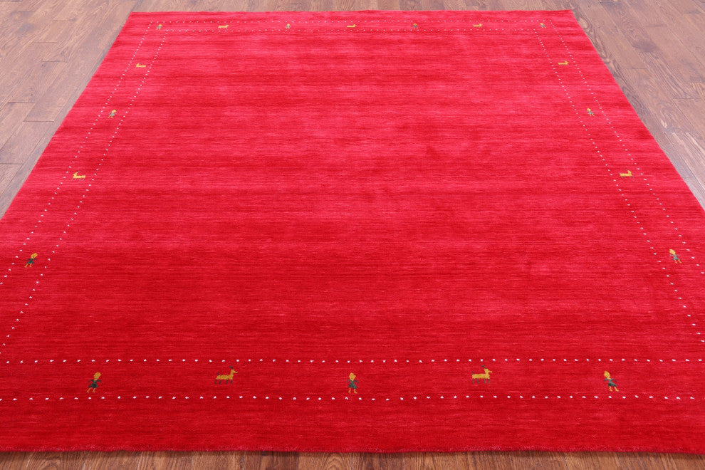 8' Square Persian Gabbeh Hand Knotted Wool Rug - Q15026