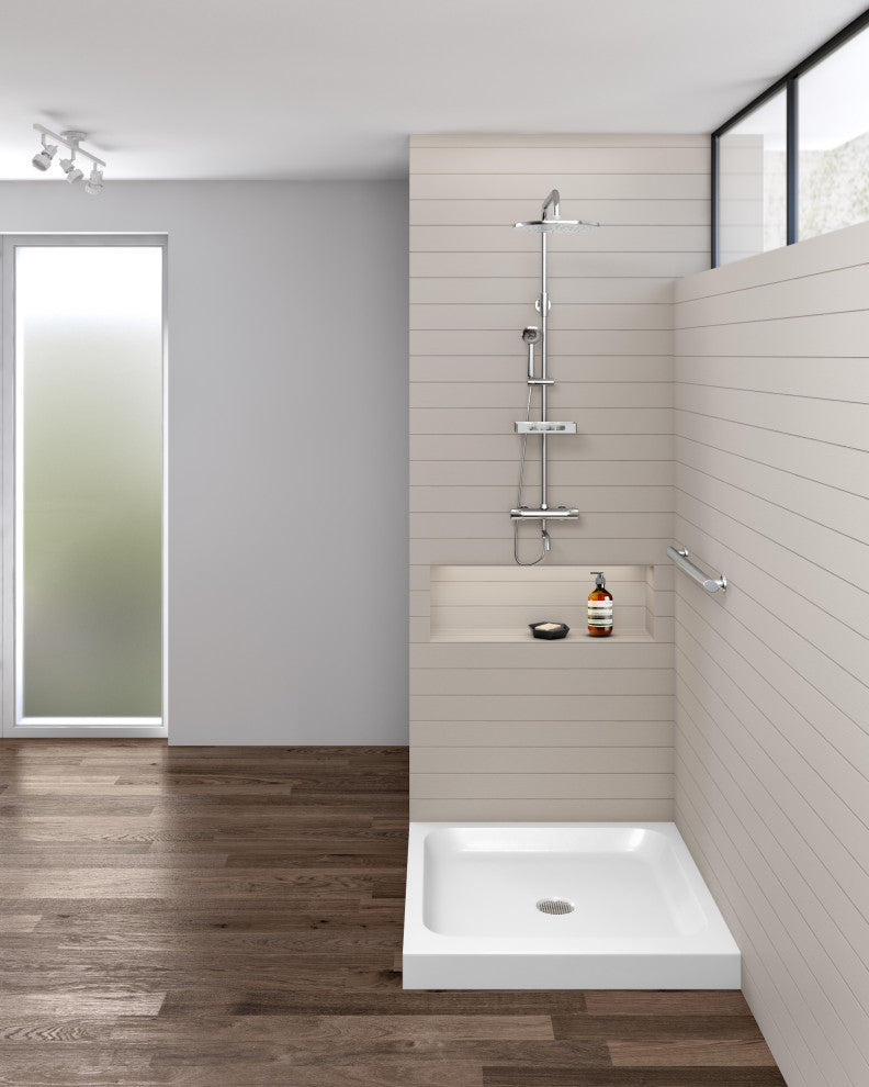 Fine Fixtures Double Threshold Acrylic Shower Base, 36 X 36, Universal