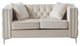 Paige Velvet Tufted Loveseat, Ivory