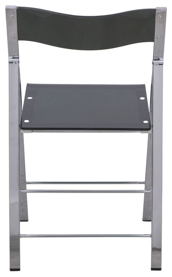 LeisureMod Menno Stackable Dining Folding Chair, Clear, Set of 2, Black